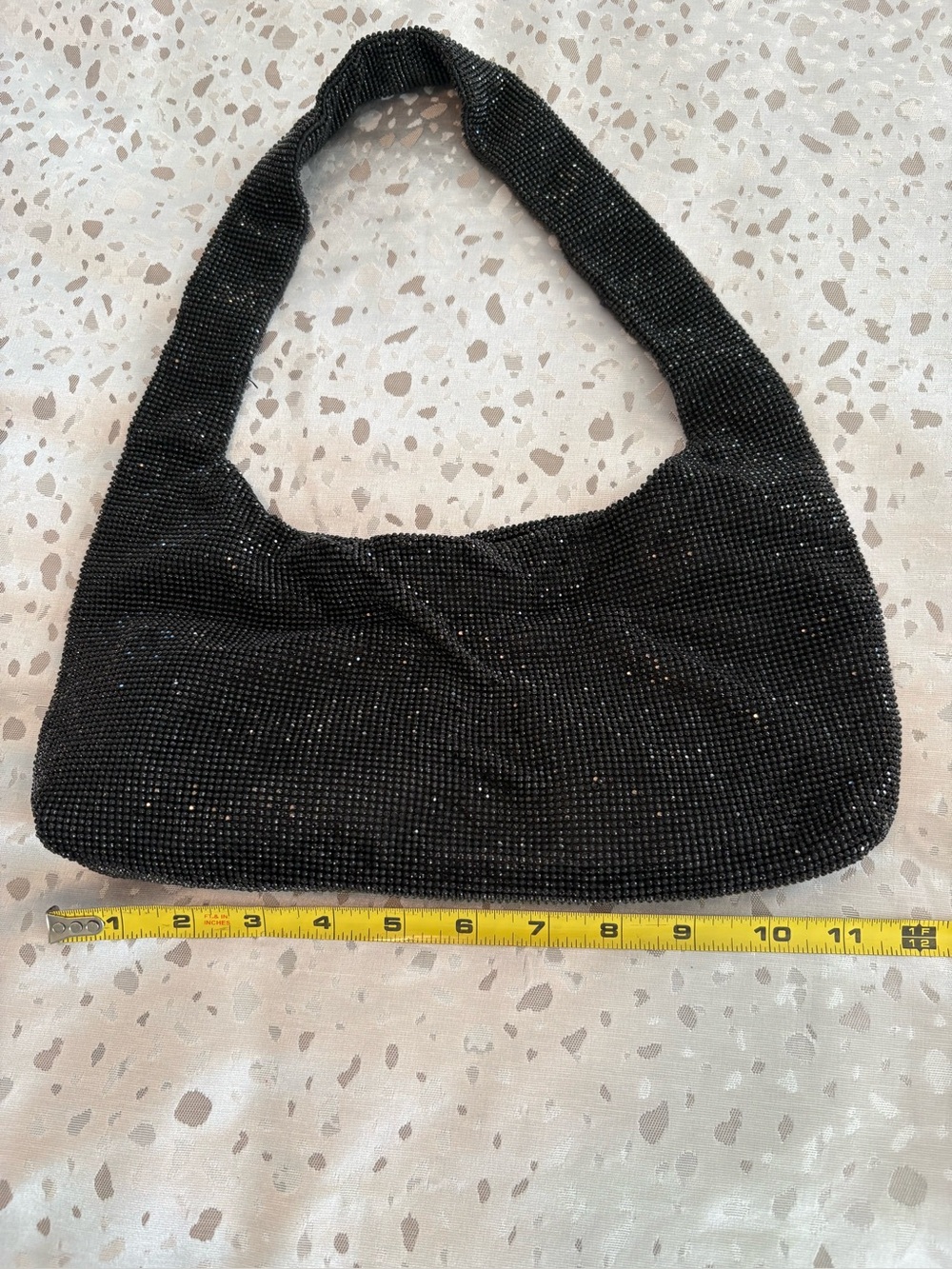 Black Beaded Evening Shoulder Bag - Classic Chic